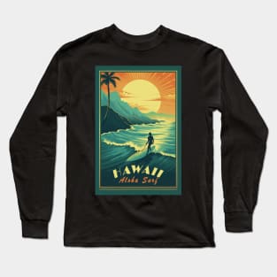 Hawaii Vintage Retro Travel Poster Long Sleeve T-Shirt